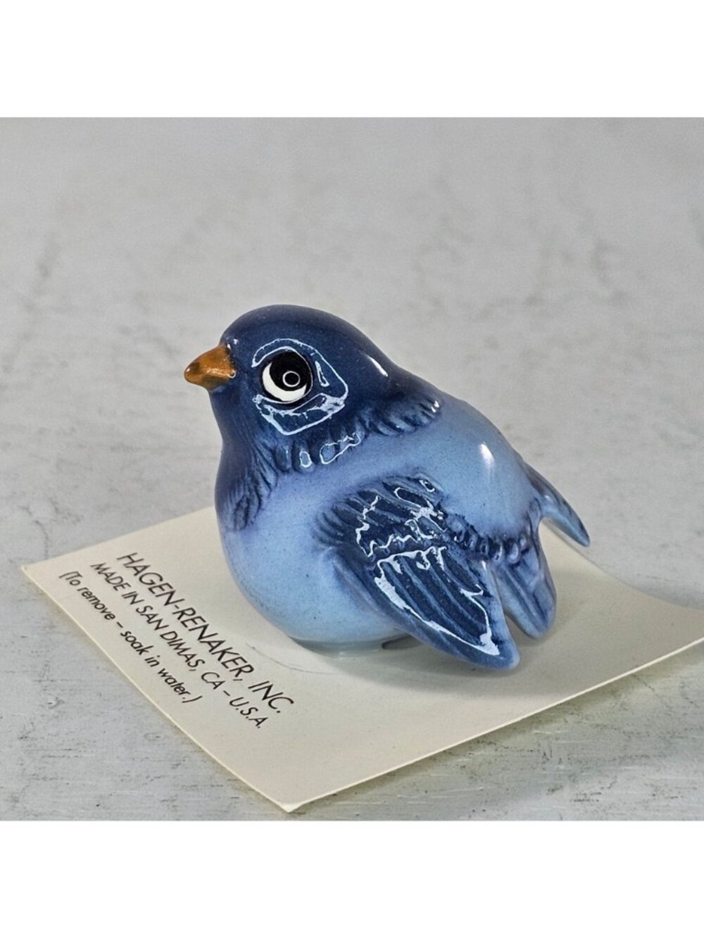 Vintage Hagen Renaker Blue Bird Miniature Figurine On Original Card #167 - Picture 5 of 8